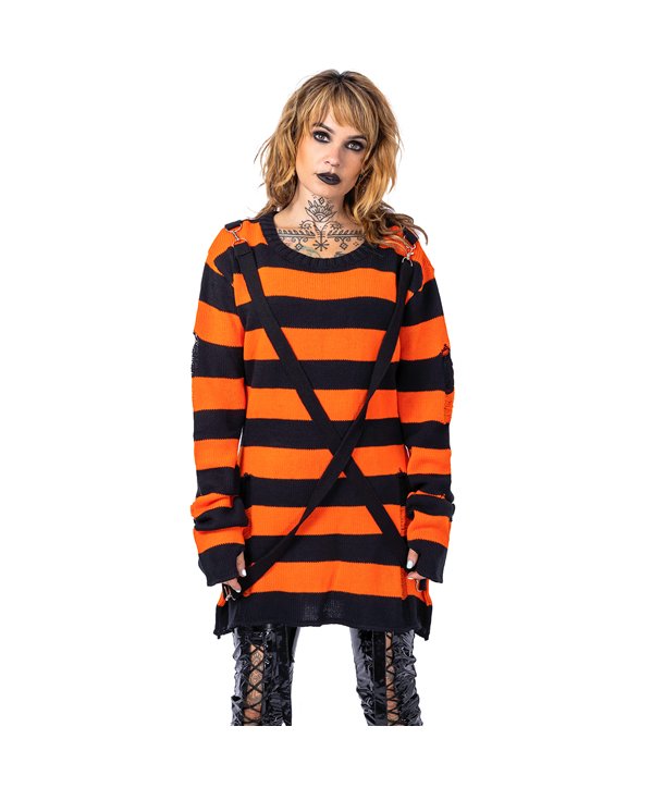Pulls Femme ORIANA Noir / Orange