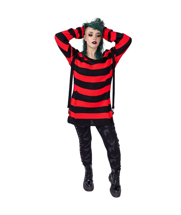 Pulls Femme ORIANA Noir / Rouge