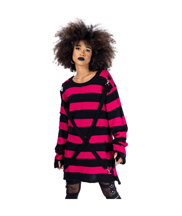 Pulls Femme ORIANA Noir / Rose Foncé