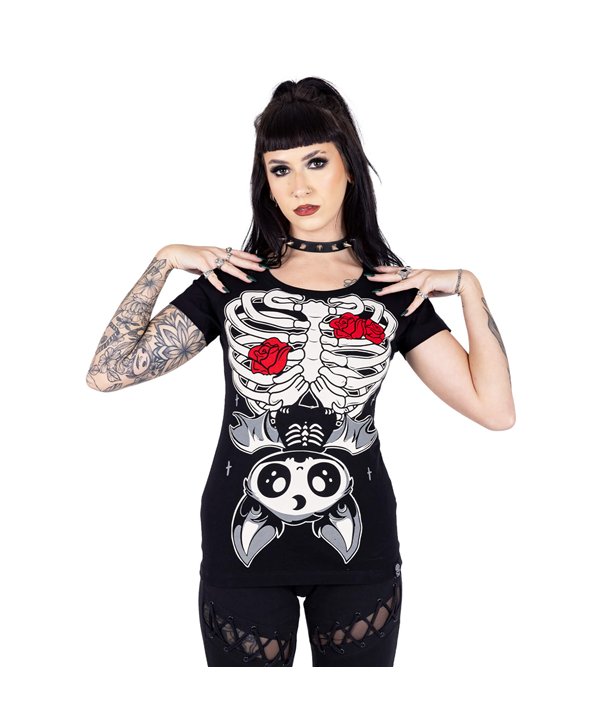 Tee Shirts Femme RIBCAGE BAT T Noir