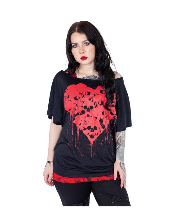 Tops Femme SKULL HEART Noir