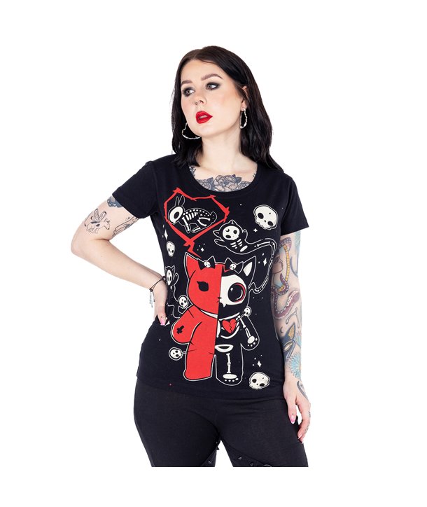 Tee Shirts Femme UNDEAD KITTY T Noir
