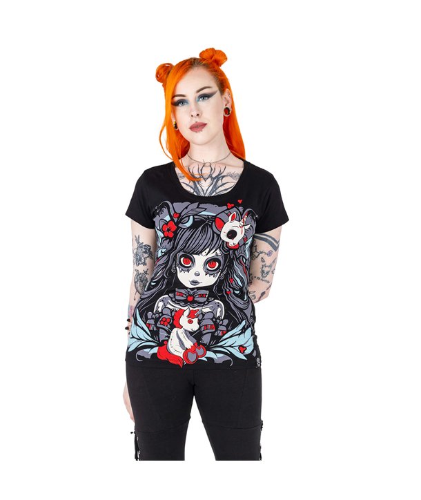 Tee Shirts Femme VOODOO UNICORN GIRL T Noir