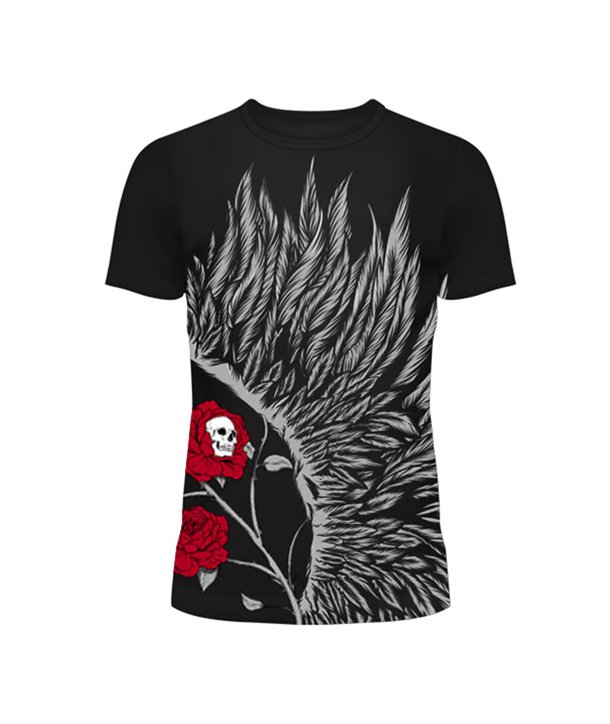 Tee Shirts Homme WING SKULL THORN T Noir