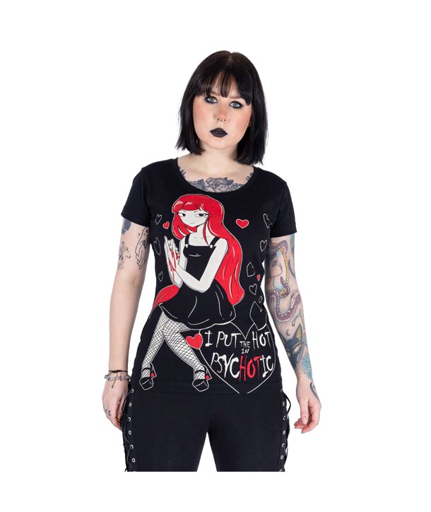 Tee Shirts Femme PSYCHOTIC T Noir