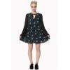 Robe Banned Clothing Daring Doodle Cat Flare Sleeve Dress Noir