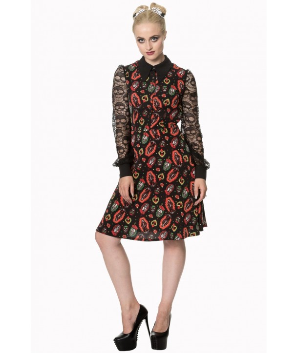 Robe Banned Clothing Sacred Heart High Neck Dress Noir