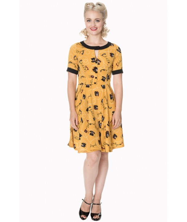 Robe Banned Clothing Don’t Be Late Date Swing Dress Mustard