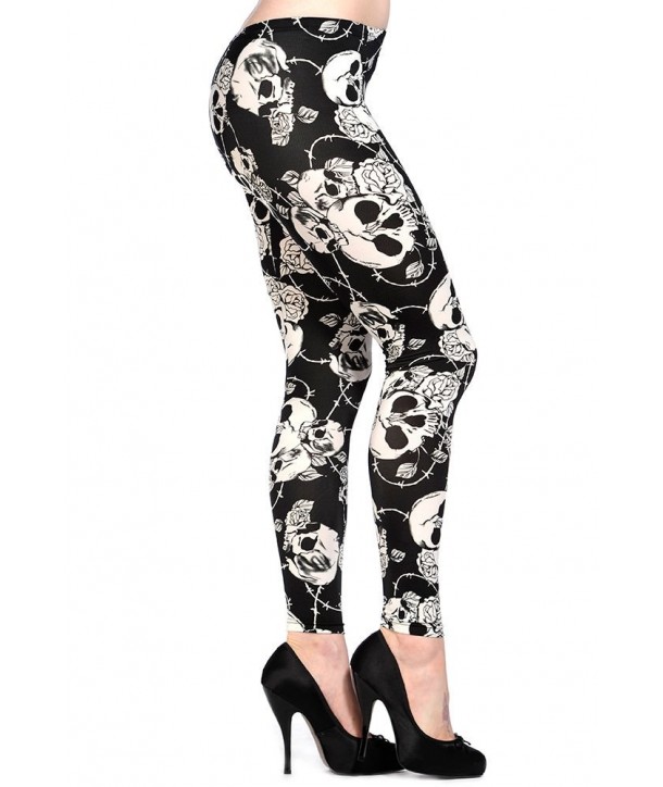 Leggings Banned Clothing Skull Roses