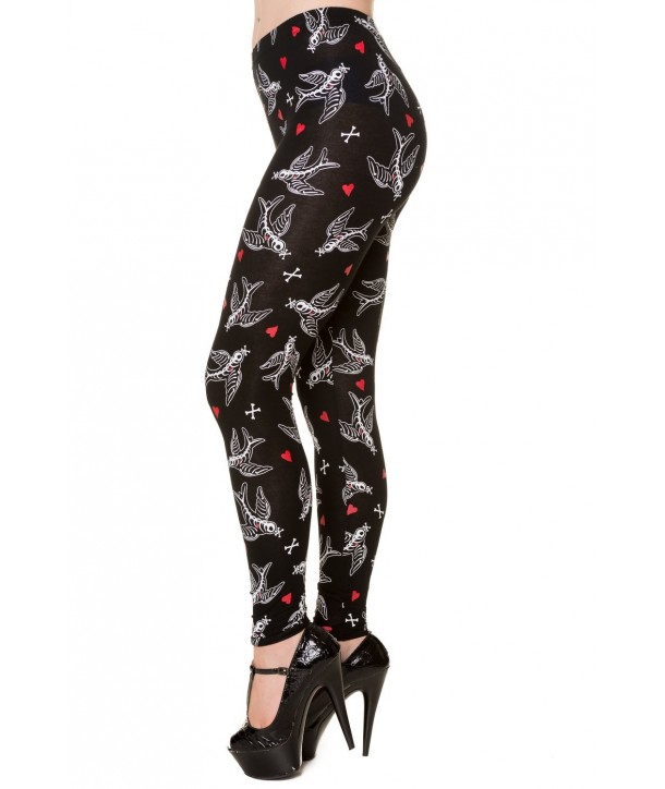 Leggings Banned Clothing Black Swallows
