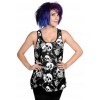 Top Banned Clothing Skull Roses Top Noir/Blanc