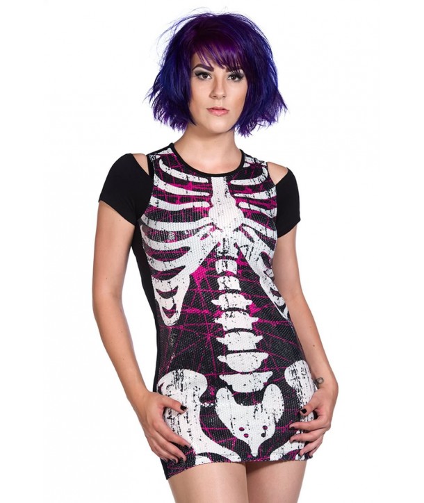 Top Banned Clothing Sequins Skeleton Top Noir