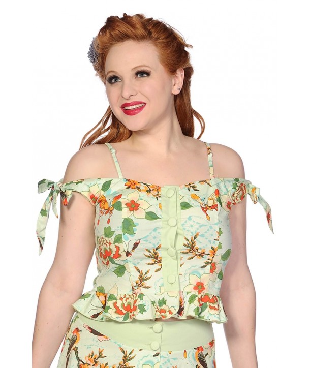 Top Banned Clothing Butterfly And Flowers Vert Top Vert