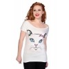 Top Banned Clothing Cat Face Blanc Top Blanc