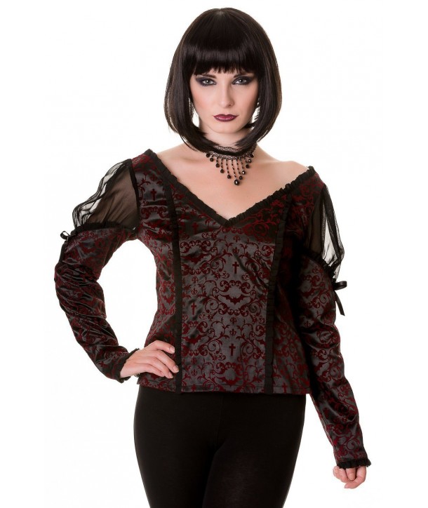 Top Banned Clothing Gothic Ivy Pattern Top Noir