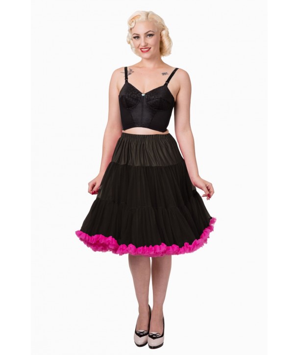 Tutu Banned Clothing Bright Lights Petticoat Noir/Hot Rose