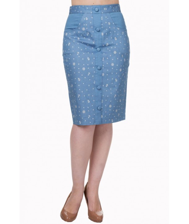 Jupe Banned Clothing Sweet Talker Pencil Skirt Alaska Bleu