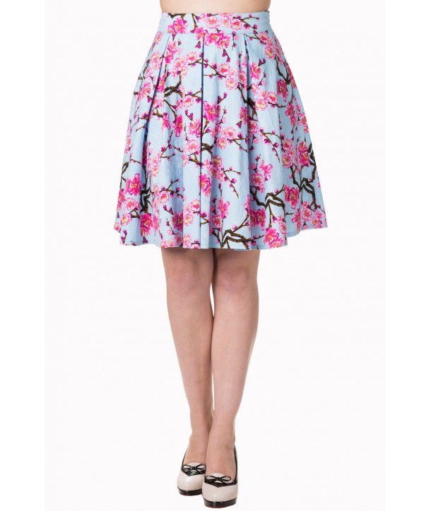 Jupe Banned Clothing Last Dance Skirt Blossom Bleu