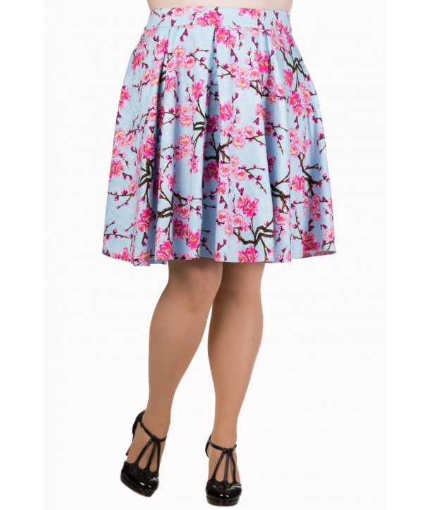 Jupe Banned Clothing Last Dance Skirt Plus Blossom Bleu