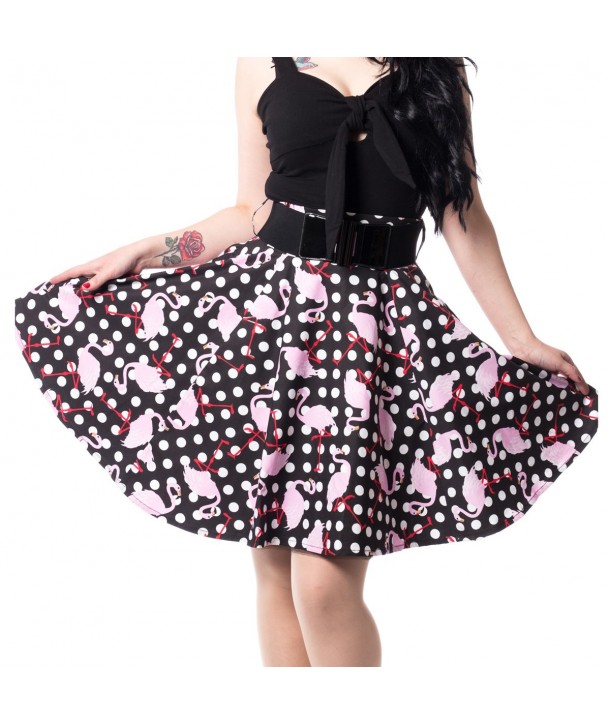 Jupe Rock Rockabella Polkadot Flamingo