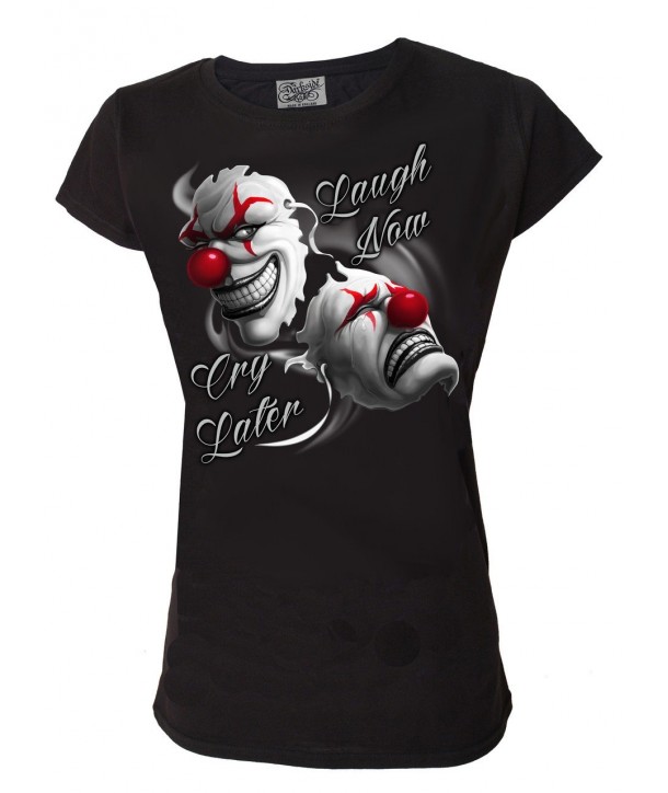 Tee Shirt Darkside Femme Laugh Now Cry Later Clowns