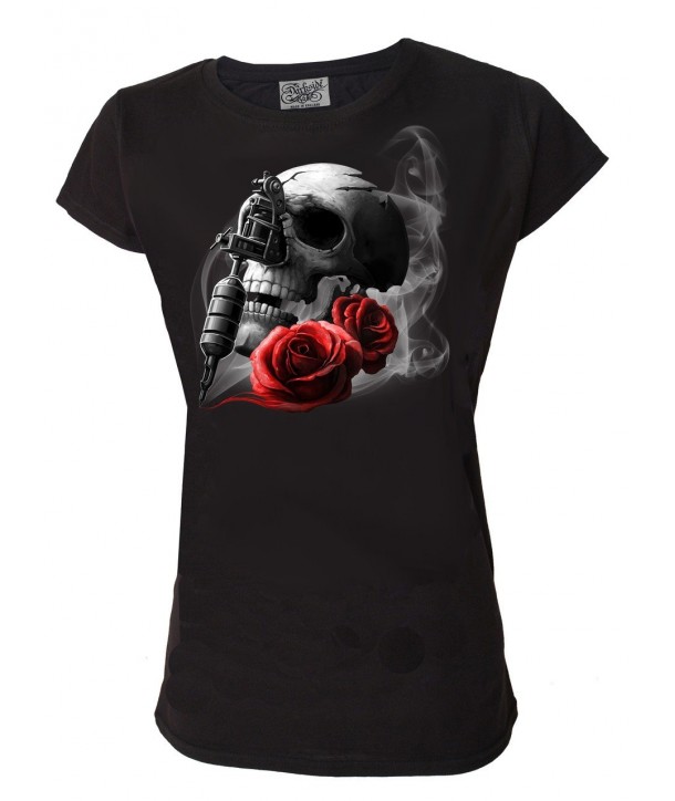 Tee Shirt Darkside Femme Tattoo Gun Skull